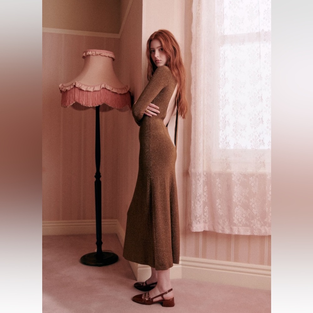 Sezane Gold Houna Dress S